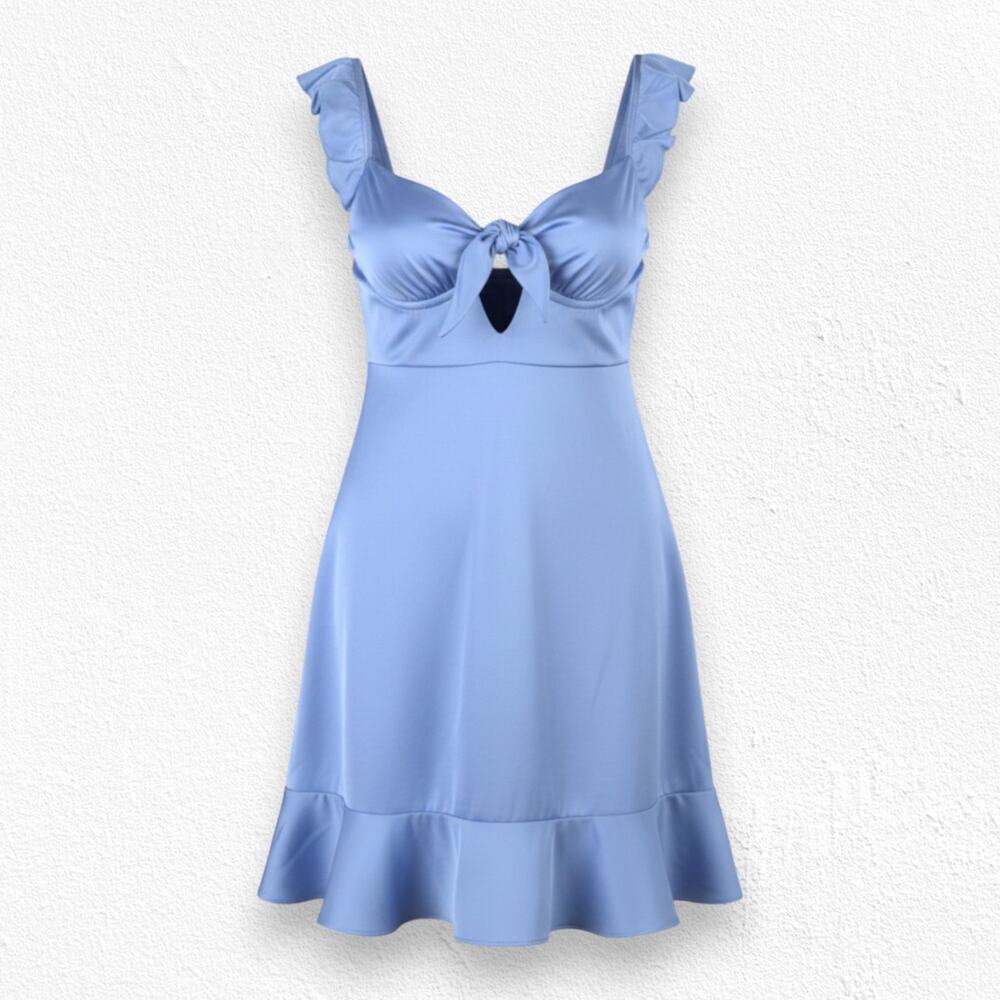 ASTR the Label Baby Blue Ruffle Coquette Marla Babydoll Mini Dress Size Medium